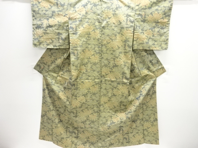 JAPANESE KIMONO / OMESHI / NISHIJIN-ORI / WOVEN FLOWER & BIRD